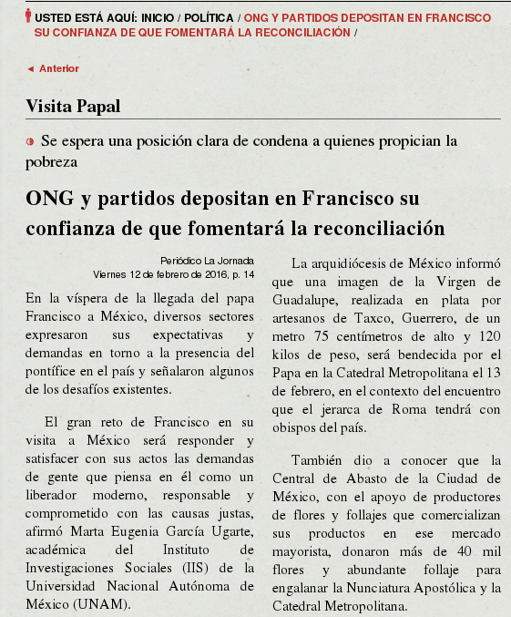 Lee más sobre el artículo ONG y partidos depositan en Francisco su confianza de que fomentará la reconciliación