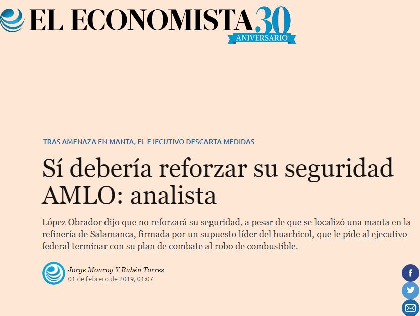 Lee más sobre el artículo Sí debería reforzar su seguridad AMLO: analista