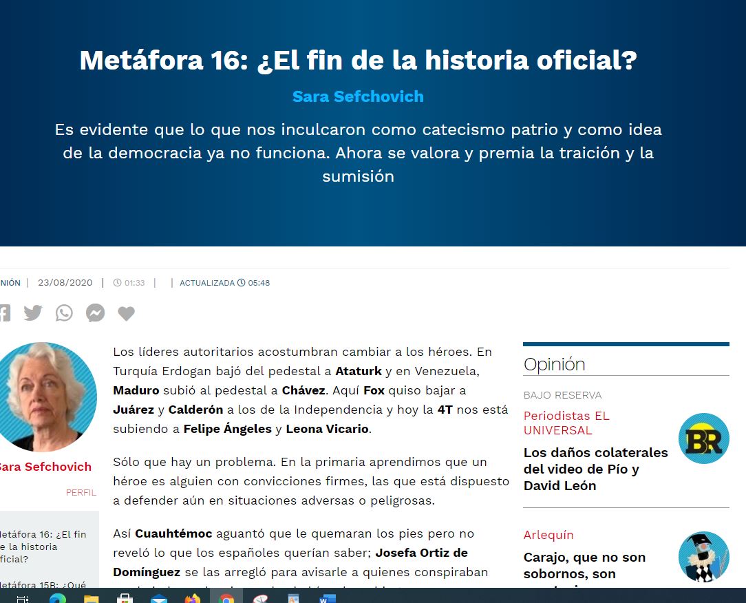 Lee más sobre el artículo Metáfora 16:¿El fin de la historia ofiical?