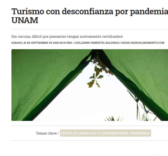 Lee más sobre el artículo Turismo con desconfianza por pandemia: UNAM