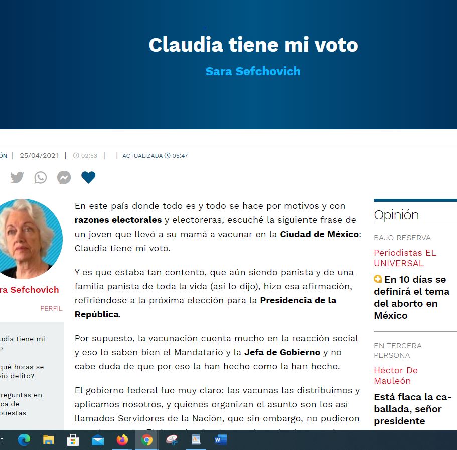 Lee más sobre el artículo Claudia tiene mi voto