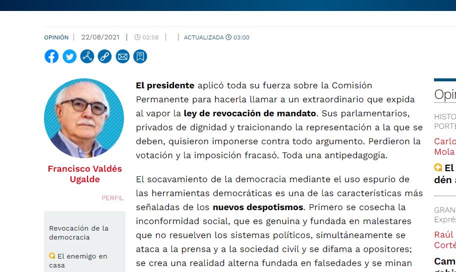 Lee más sobre el artículo Revocación de la democracia