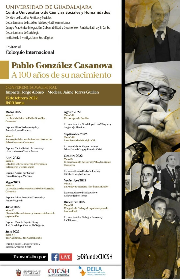 Lee más sobre el artículo Coloquio Internacional Pablo González Casanova. A 100 años de su nacimeinto