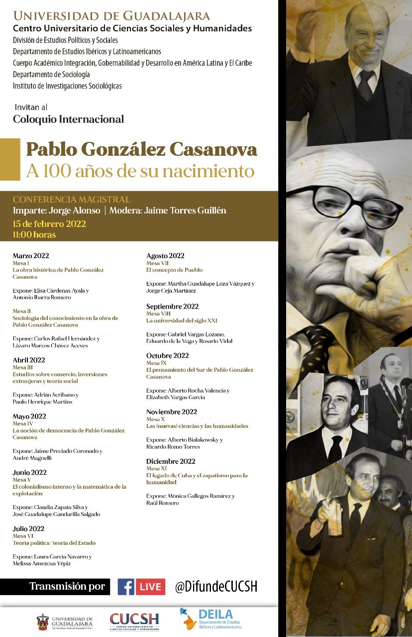 Lee más sobre el artículo Coloquio Internacional Pablo González Casanova. A 100 años de su nacimeinto