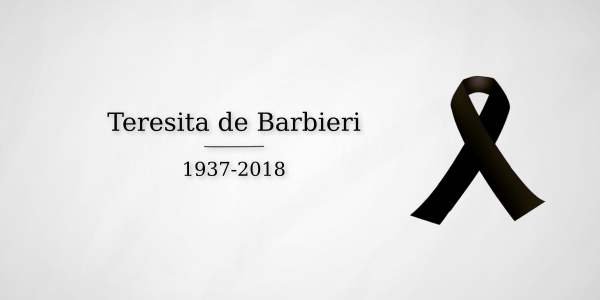 El Instituto de Investigaciones Sociales lamenta profundamente el fallecimiento de Teresita de Barbieri